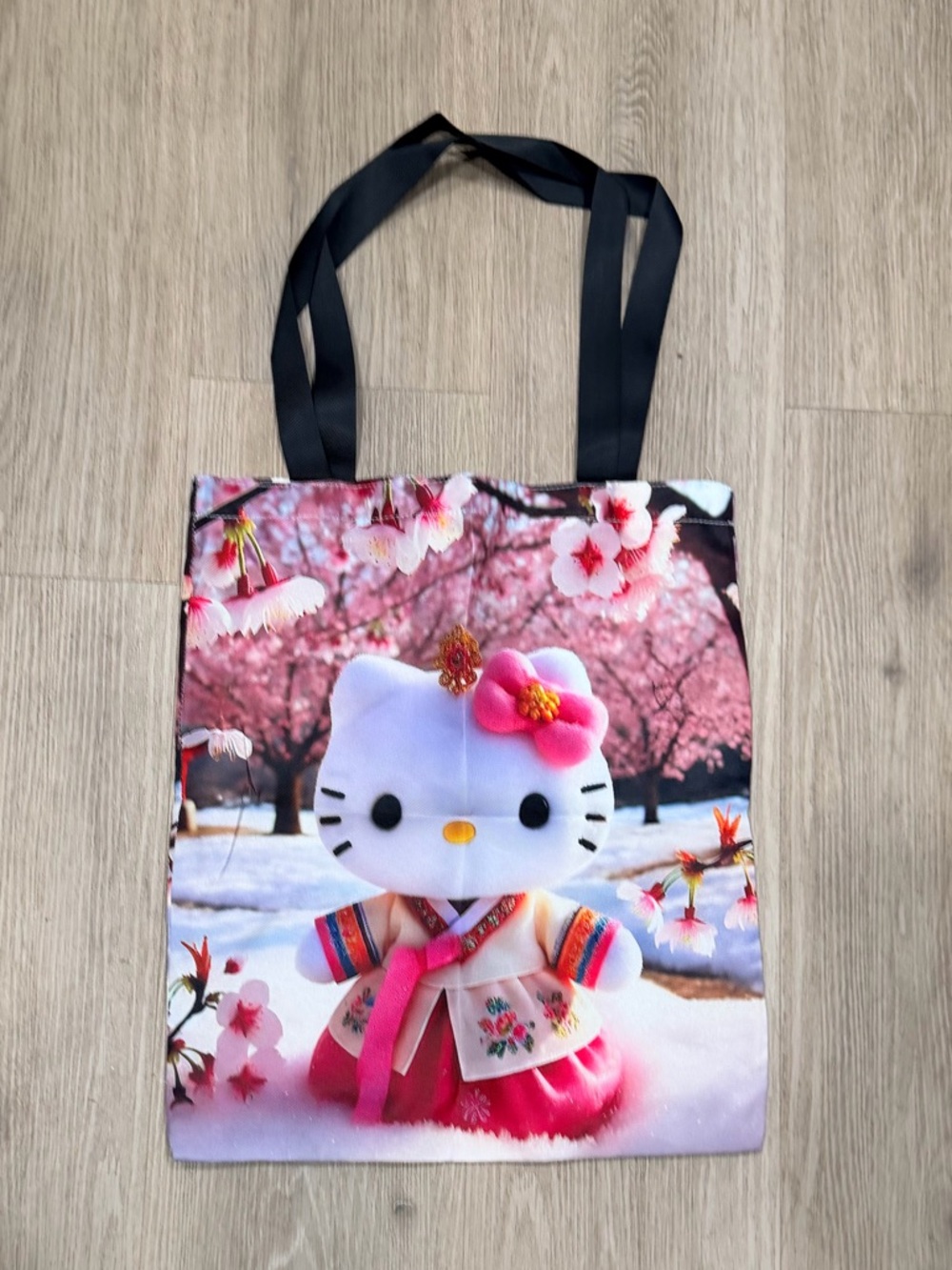 Hello Kitty Cherry Blossom Snow Tote - Pink & Black